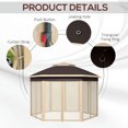 thumbnail image 6 of Barara King Gazebo, Outdoor Canopy Shelter,13' x 13' Pop Up Gazebo Hexagonal Canopy Shelter with 6 Zippered Mesh Netting, Beige, 6 of 11