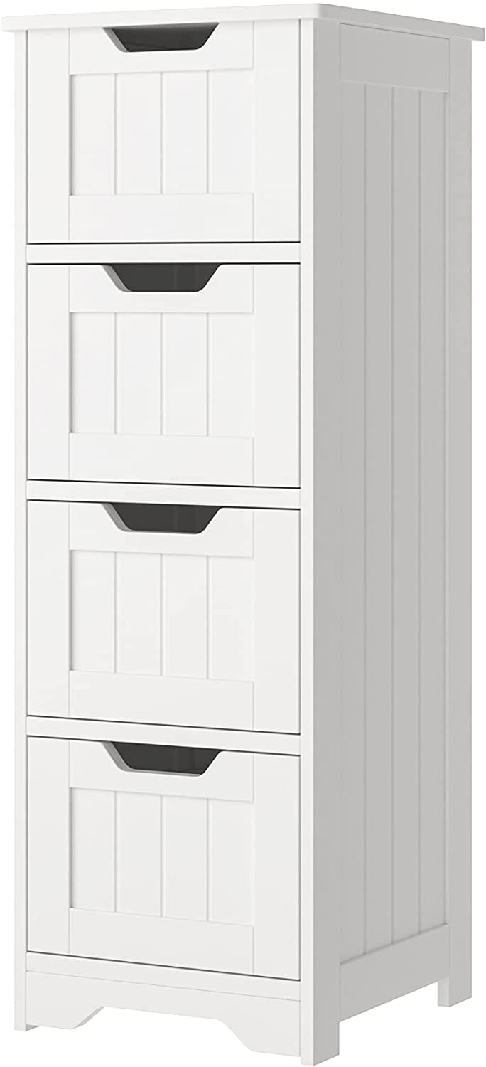 Bathroom,Livingroom and Office Modern Free Standing Simple Locker Storage Cabinet Entryway Cabinet Sideboard Pantry Cabinet with 1 Door 3 Drawers for Kitchen Floor Cabinet