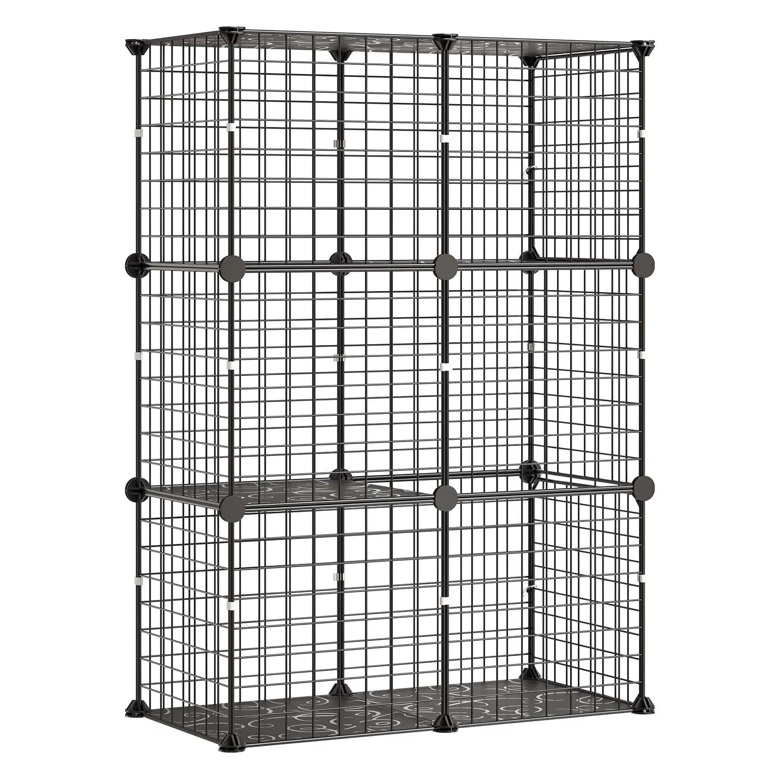 Cat Cage 3-Tier 28"x13.98"x40.98" DIY Cat Playpen Indoor Enclosure, Detachable Metal Wire Kennel Crate, Large Exercise Place Ideal for 1-2 Cats, Kittens, Rabbits, Ferrets & Small Animals, Black