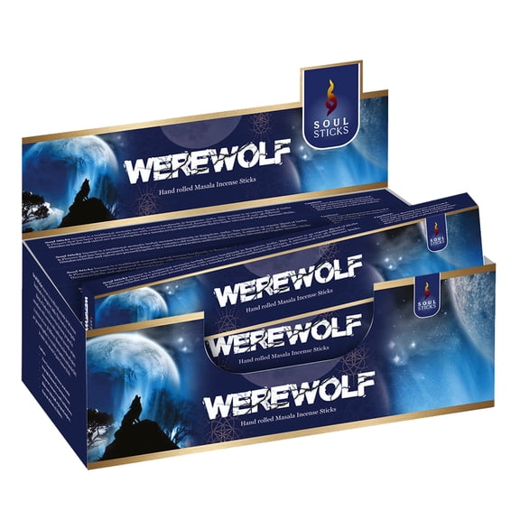 Soul Sticks Werewolf | 12 Boxes of Hand Rolled Natural Incense Sticks for Space Clearing Smudging Removing Negative Energy | Bulk Incense