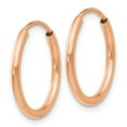 thumbnail image 2 of Real 14kt Rose Gold Polished Endless Tube Hoop Earrings; for Adults and Teens; for Women and Men, 2 of 3