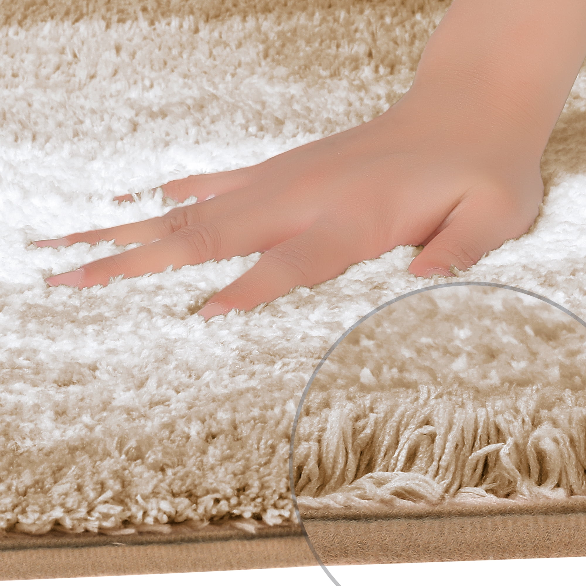 Unique Bargains Absorbent Bath Rug Non-Slip Plush Shaggy Bath Carpet Bath Mats Brown Geometry Rectangle 20" x 32"