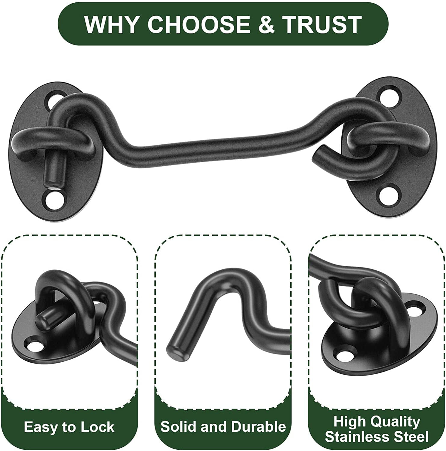 Buy Barn Door Latch, 4Inch Latch Hook Heavy Duty Solid Thicken