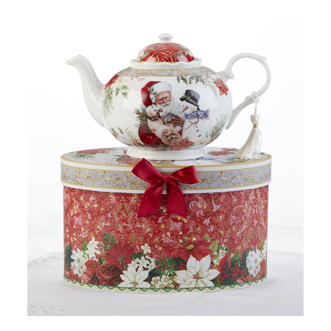 Delton 9.5 x 5.6" Porcelain Tea Pot, Santa