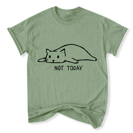 Fancyleo Cat Not Today Letter Printed Cute Cotton Crop Top Funny Casual Short Sleeve Shirts For