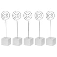 thumbnail image 1 of Unique Bargains Résine Cube Base Photo Titulaire de la Carte, 5 Pack Cercle Forme Table Support pour Parti Affichage, Ton Argent, 1 of 5