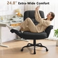 thumbnail image 3 of BOSSIN Cross Legged Office Chair with Flip-up Armrests, 135° Reclining Ergonomic Executive Chair for Big and Tall, Wide Seat Computer Desk Chair with Wheels, Black, 3 of 9