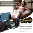 thumbnail image 3 of Yescom Vinyl Record Player with Speakers Turntable Bluetooth Tape Cassette CD Player Retro, 3 of 13