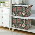 thumbnail image 2 of Yayeee Foldable Storage Basket for Shelves with Handles Set of 2 Waterproof Cloth Bins, Black Christmas Holly, 2 of 7