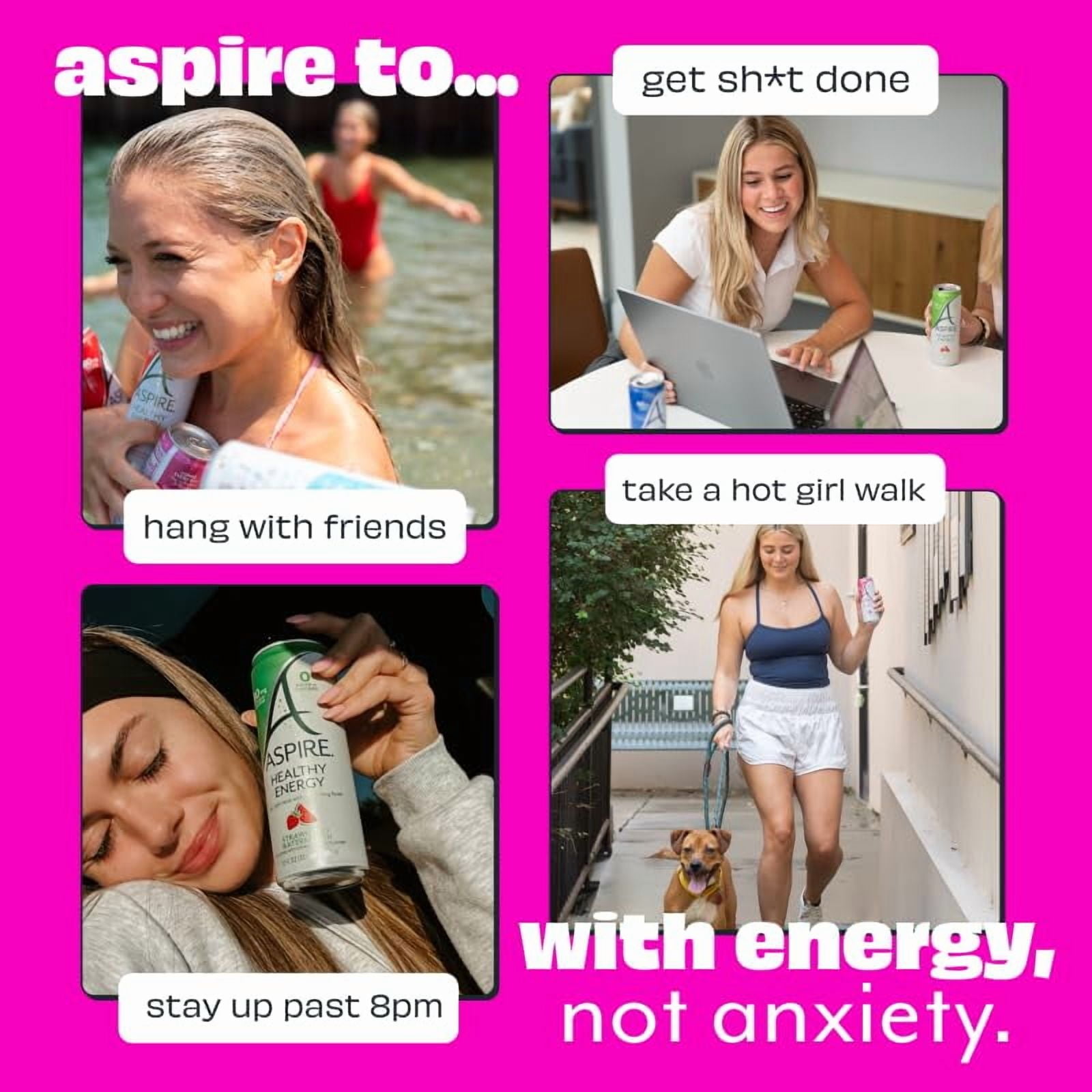 ASPIRE® Raspberry Acai , Healthy Energy Drink 80mg Natural Caffeine, Zero Sugar No Carbs Keto Friendly, 12 Pack Green Tea Sugar Free Drink Low Caffeine Zero Calorie