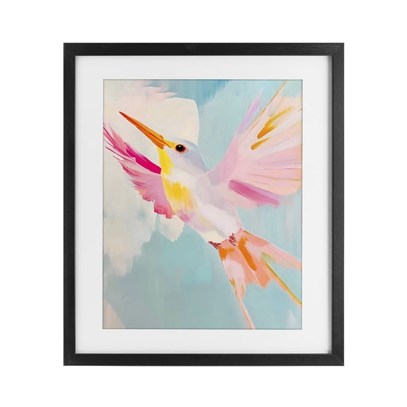 Stupell Industries Modern Pastel Hummingbird Soaring Black Framed Print Under Glass, 13 x 16, by The Prints Vibe