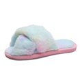 thumbnail image 1 of facefd Ladies Furry Slippers Band Soft Plush Slippers Open Toe Shoes Slides for Indoor Outdoor Colorful 40-41, 1 of 6
