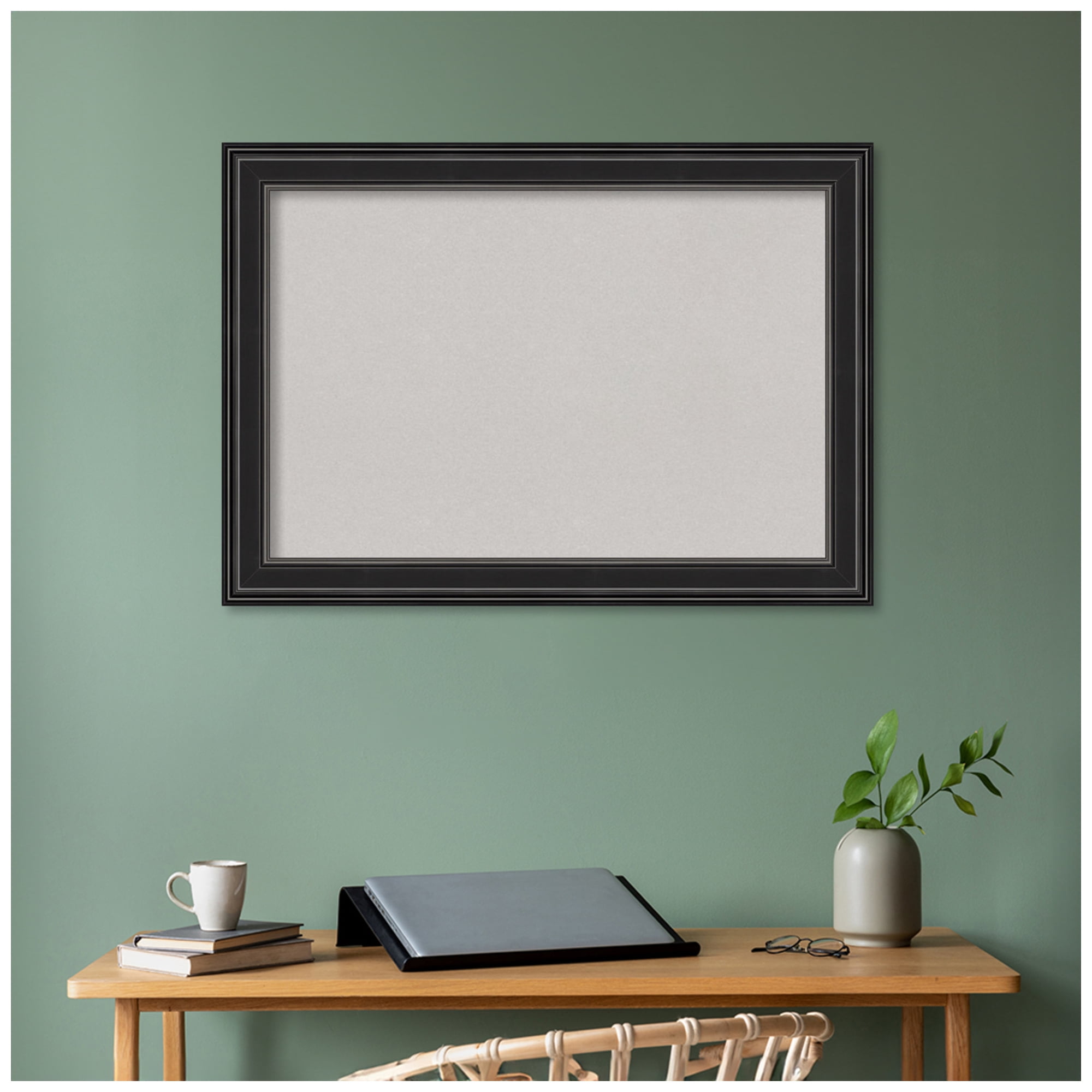 Amanti Art Grey Cork Board Framed Ridge Black Bulletin Board 42 in. x 30 in.