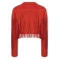 thumbnail image 5 of dPois Women's Fringe Faux Suede Leather Jackets Fashion Cowgirl Tassel Motorcycle Cropped Coats Brick Red M, 5 of 7