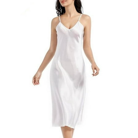 

Keeccty Women Sexy Silk Sleeveless Nightdress With Thong
