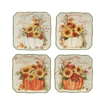 Certified International  Harvest Morning 6" Canape/Luncheon Plates, Set of 4 - 6" x 6" x 0.75"