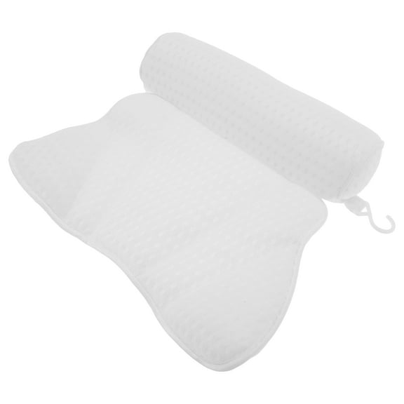 Unique Bargains 1 Pc Cylindrical Style Bath Pillow for Head and Neck 15.75"x13.39"x3.35" White