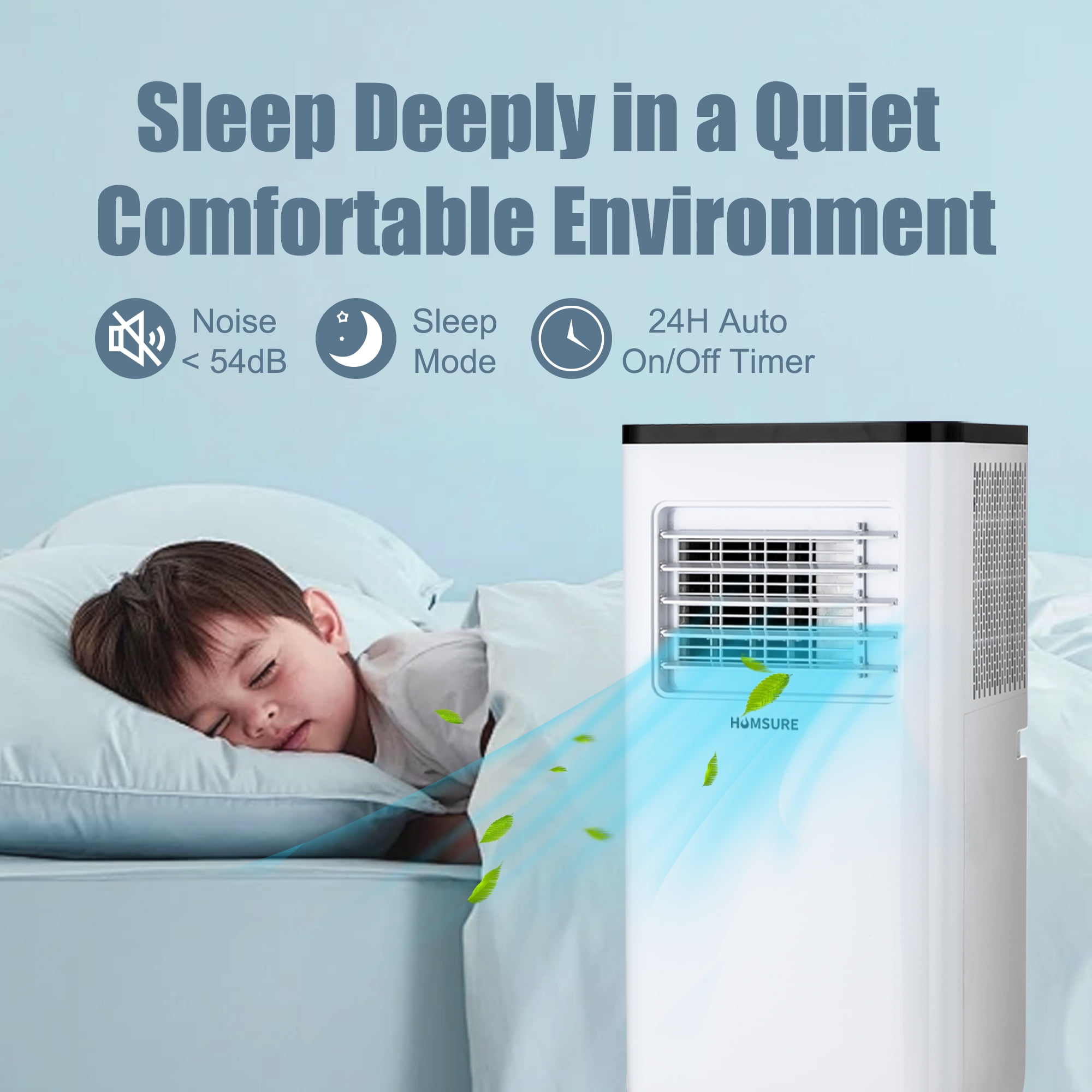 HUMSURE Portable Air Conditioners 10000 BTU Room Air Conditioning, Portable AC Unit with Remote Control, Cooling, Dehumidifier and Fan, Automatic, Sleep 5 Mode Floor AC