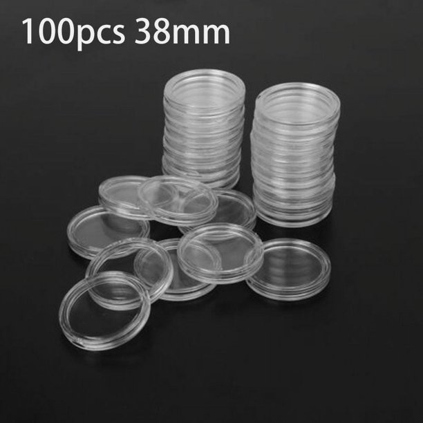 Caja de almacenamiento de monedas redonda transparente, 100 piezas, 16-40mm, cápsulas de colección, soporte para monedas, contenedor, suministros, regalos cápsulas para monedas cajas de carton organi