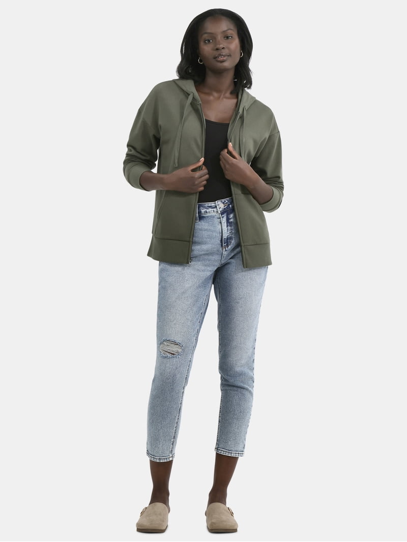 Time and Tru Women's and Women's Plus Zip Front Fleece Hoodie