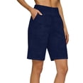 thumbnail image 1 of FAIWAD Short en Lin pour Femmes Taille Haute Longueur Genou Short d'Été Décontracté Jambe Droite à Enfiler, 1 of 5