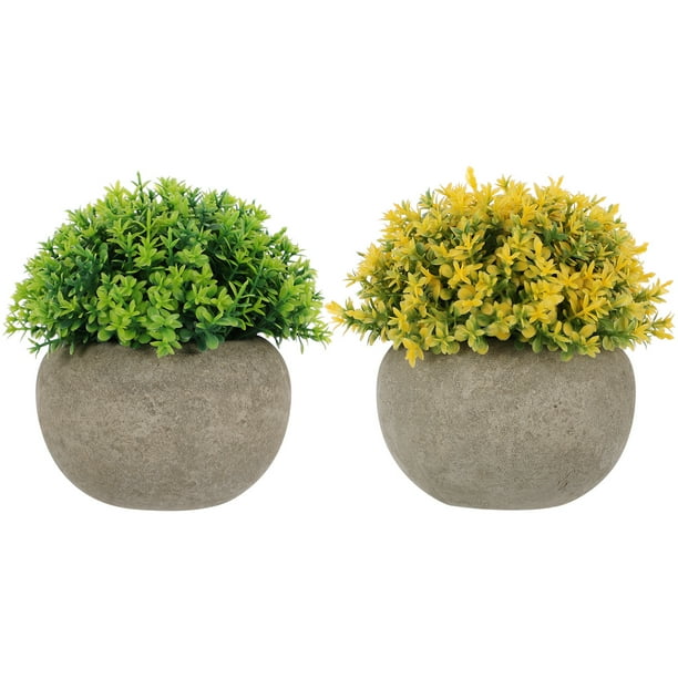 GOOHOCHY 2 sets Adornos de sala de estar de Bonsai Artificial para decoración (amarillo, verde)