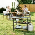 thumbnail image 4 of Gymax Patio Bar Table & Rolling Bar Cart w/Flip-Up Top Storage Shelves Removable Hooks, 4 of 9