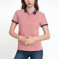 thumbnail image 1 of Tops Casuales de Negocios para Mujeres con Cuello de Solapa Y Mangas Cortas, Tela Transpirable Ligera para Oficina, Viajes Y Uso Diario, Top de Verano de Punto con Diseño de Tres Botones, 1 of 6
