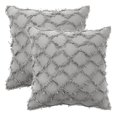 thumbnail image 1 of Wekity Funda de almohada bohemia de 2 piezas con flecos a cuadros, funda de cojín con textura de lino a cuadros para sofá, dormitorio, sofá, sala de estar (gris claro, 20 x 20 pulg, 1 of 5