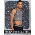 thumbnail image 3 of Men's Shiny Metallic Crop Top, Sexy Sleeveless Round Neck Tank Top for Party Music Festival Clubwear, Holographic Shimmer Rave Outfit for Men Silver L, 3 of 7