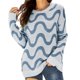 thumbnail image 1 of Gibobby Suéteres para mujer, Suéteres de otoño para mujer 2023 de manga larga a rayas de gran tamaño, suéter de punto casual de moda con cuello redondo(Azul,CH), 1 of 5