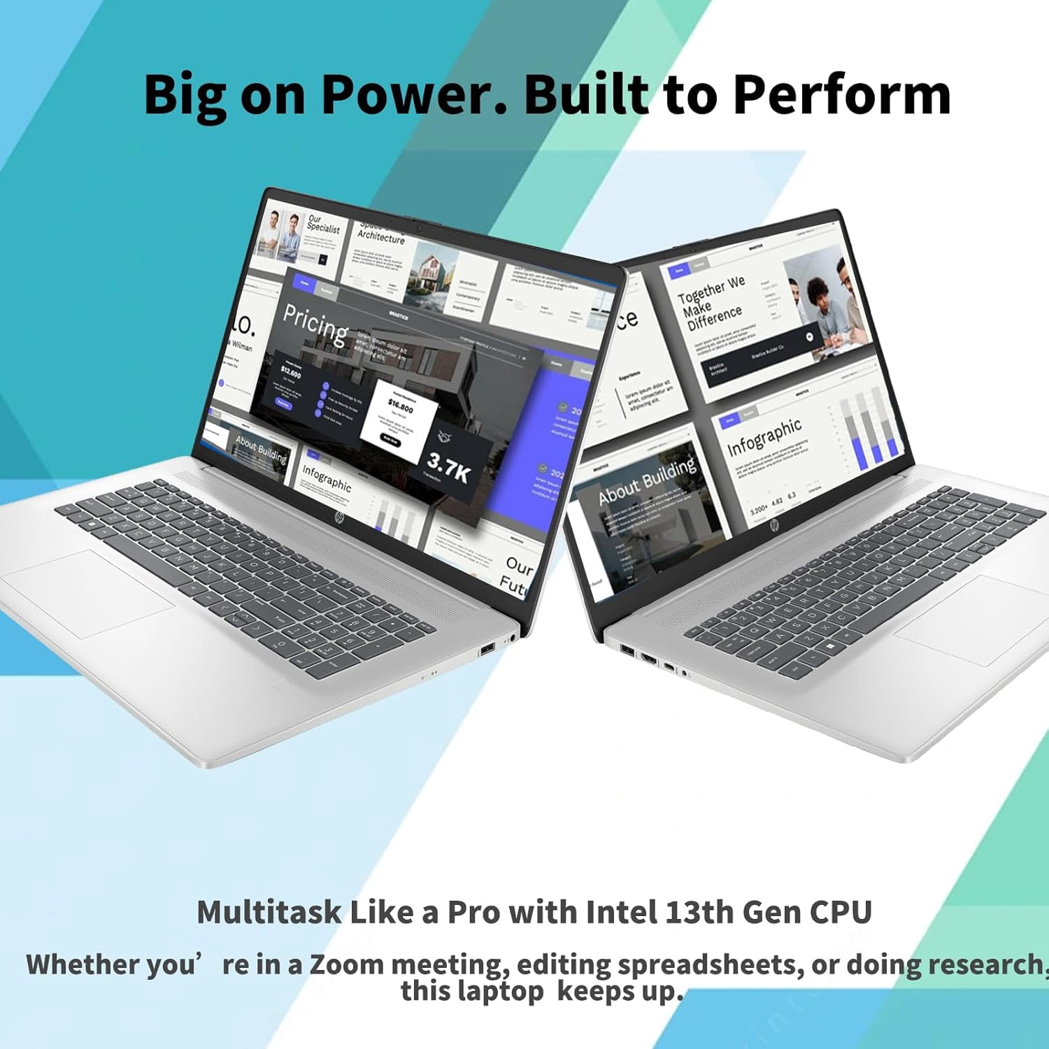 HP 17 Business Laptop PC- 17.3" HD+ Screen, Intel Core i5-1334U CPU, 16GB RAM, 1TB SSD, Backlit Keyboard, Fingerprint, Wi-Fi 6, Webcam, Numeric Keypad, Windows 11 Pro for Study & Work