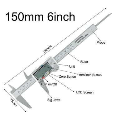 Digital Caliper for Precision Measurements - 150mm Electronic Gauge with LCD Display