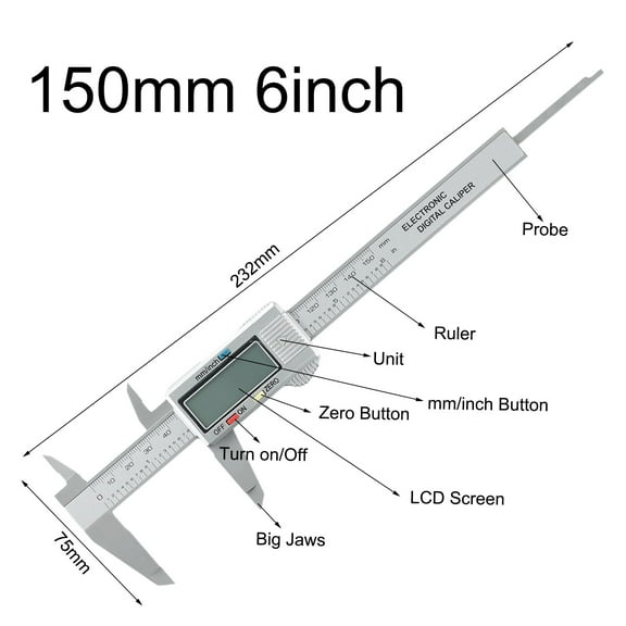 qiya 0-150MM 6-inch Vernier Calipers Steel Gauge Micrometer Measuring Instruments Carpenter Tools Professional Pachymeter Depth Ruler