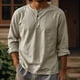 thumbnail image 1 of Ceisia Men's Cotton-Linen Henley Neck T-Shirt | Relaxed Long-Sleeve Solid Casual Top Gift, 1 of 5