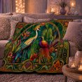 thumbnail image 6 of Exotic Tropical Birds Majestic Crane Art Jewel Tones, Cozy Bird Art Scene, Warm Flannel Blanket for Beach House and Living Room, Bird Lovers Thanksgiving Gift, Artistic Home Decor, 6 of 9