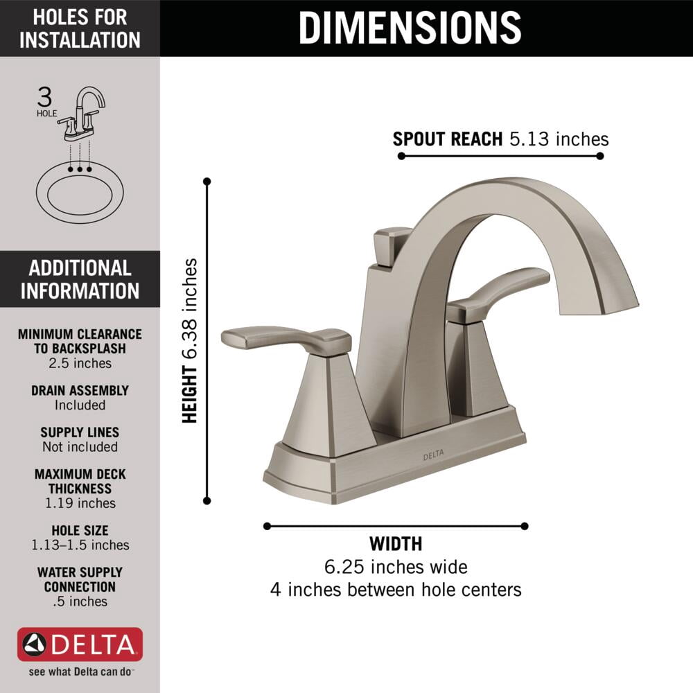 Delta 25768LF-SS Flynn™ Two Handle Centerset Bathroom Faucet in Stainless