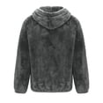 thumbnail image 3 of Brondbend Men Coat Men's Jackets for Fall Hooded Long Sleeved Zipper Pocket Outerwear Solid Color Casual Jacket Loose Fit Outdoor Tops Dark Gray, 3 of 5