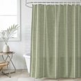 thumbnail image 6 of Sage Green Striped Shower Curtain Set - 48" x 72" Washable Bathtub Curtain with 12 Hooks, Farmhouse Linen Texture Line Stripes Waterproof Fabric Stall Shower Curtains for Bathroom/Bathtub Décor, 6 of 8