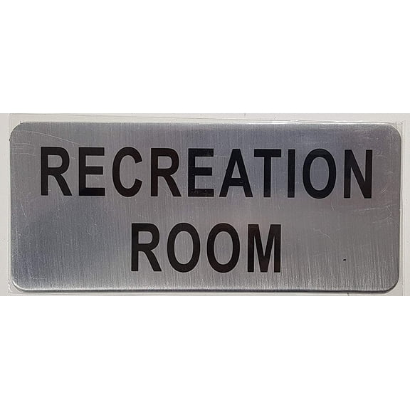 RECREATION ROOM SIGN (BRUSH ALUMINIUM, 3.5X8 )-The Mont argent line.