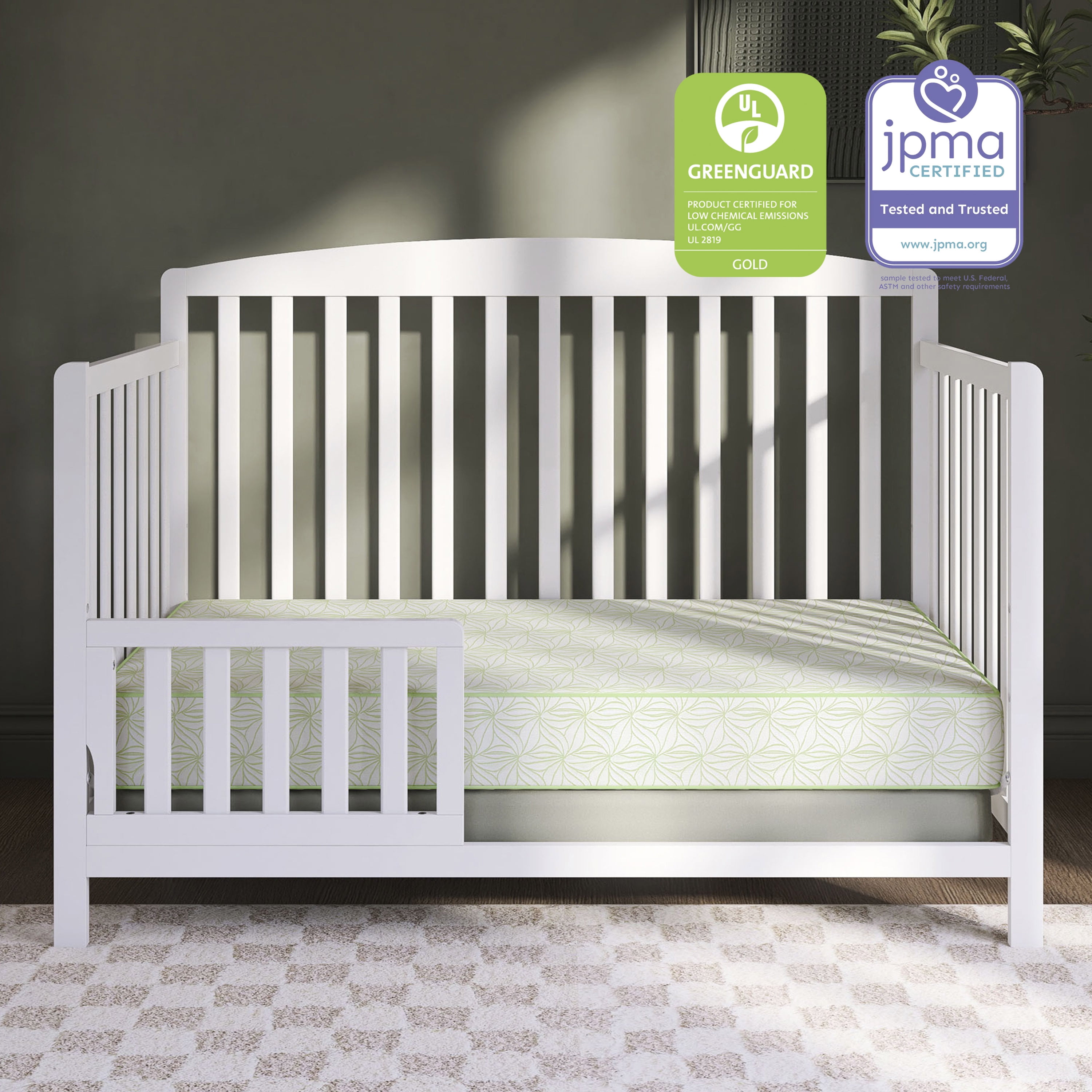 Dream On Me Meadow Firm Fiber Crib and Toddler Mattress, Green