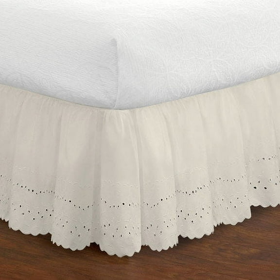 Fresh Ideas Ruffled Eyelet 18" Bed Skirt, Twin, Ivory