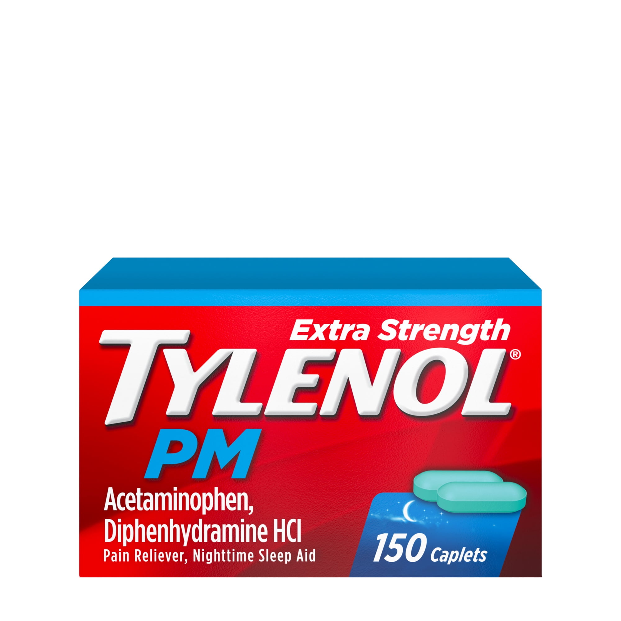 Tylenol PM Extra Strength Nighttime Pain Relief and Sleep Aid Caplets, Fast, Strong, 150 Count