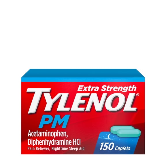 Tylenol PM Extra Strength Nighttime Pain Relief and Sleep Aid Caplets, Fast, Strong, 150 Count