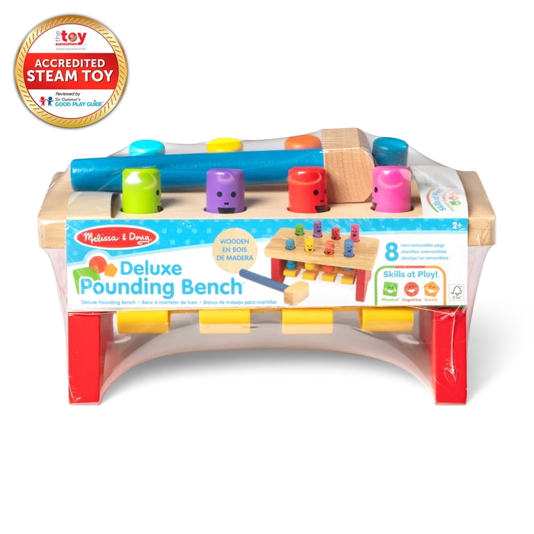 Melissa & Doug Deluxe Pounding Bench Wooden Toy With Mallet