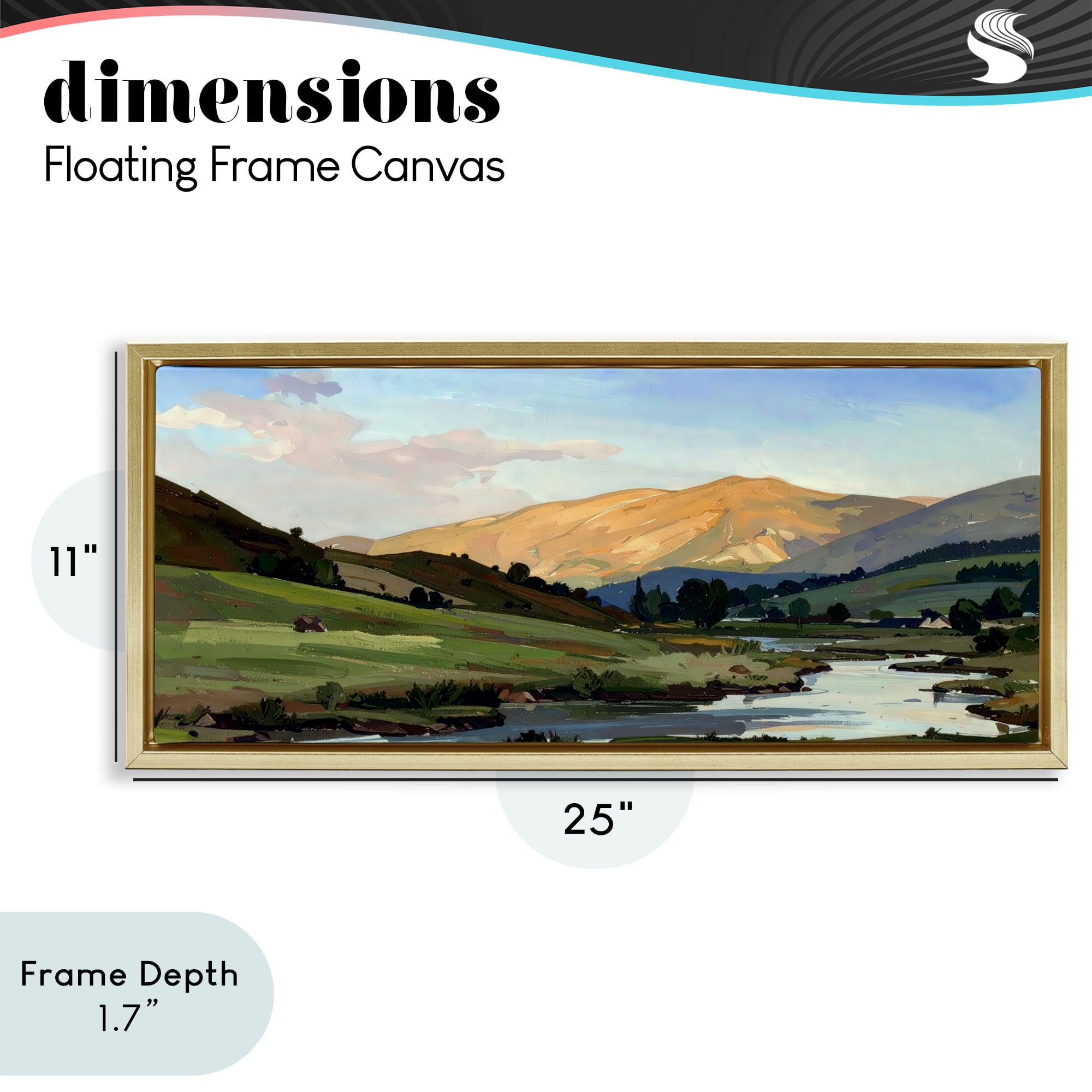 Stupell Industries Across The Valley Landscape Gold Framed Floater Canvas Wall Art, design by Alonza Saunders