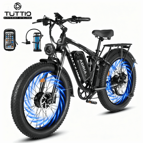 TUTTIO Adria26 Electric Mountain Bike for Adults, 52V 25Ah E-Bike with 26" Fat Tire for Off-Road - UL2849