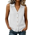 thumbnail image 2 of Noric Women's Sleeveless Button Down Tops Collared Casual Summer Blouse Loose Fit V Neck Office Basic Tank Tops, 2 of 6