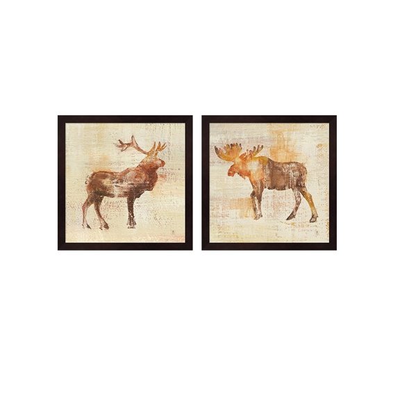 Metaverse Studio Mousseau 'Elk & Moose Study v2' Framed Art (Set of 2)