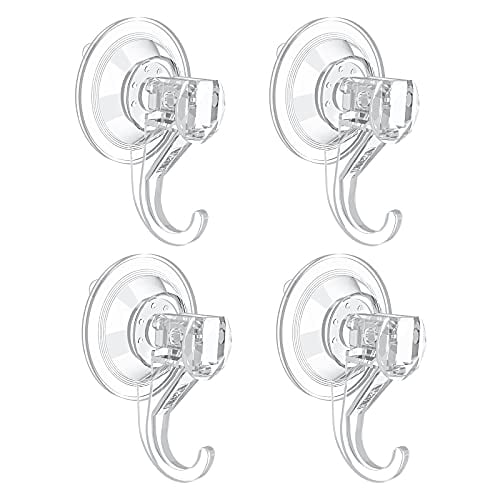 VIS'V Small Clear Removable Heavy Duty Suction Hooks Strong Window Glass Door Suction Cup Hangers Kitchen Bathroom Shower Wall Hooks for Towel Loofah Utensils Wreath 2 Packs Suction Cup Hooks 